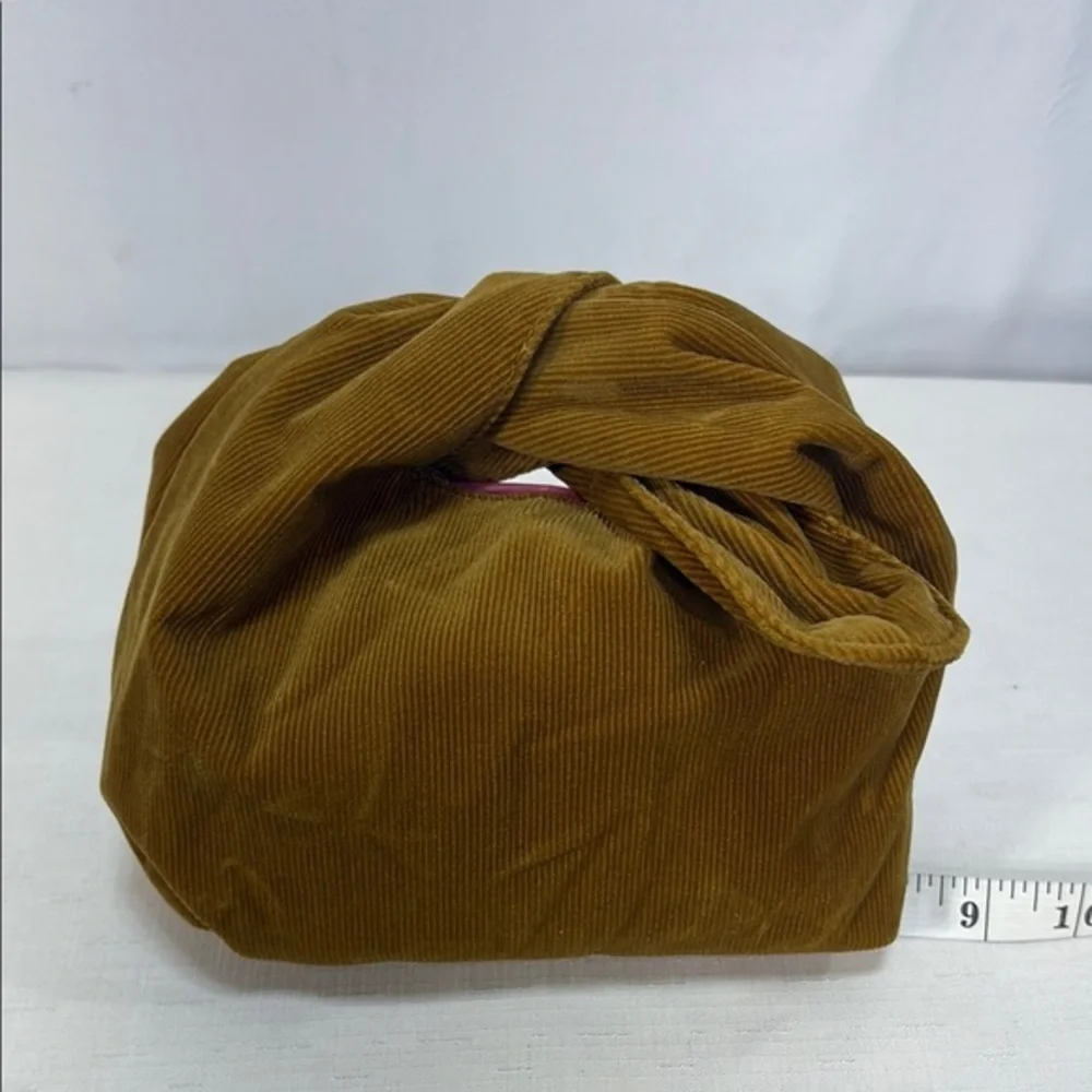 🗄️  Merit Elegant Brown corduroy tie top Clutch